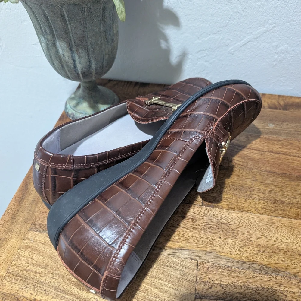 Aravon Womens Abbey Bit Loafer Brown Croco CI1064 Size 10-41.5‎